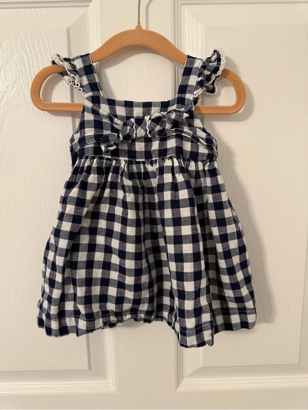 Mayoral Navy and White Gingham Sundress with Braided Detail